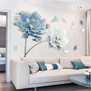 Blue Flower Wall Decals Stickers